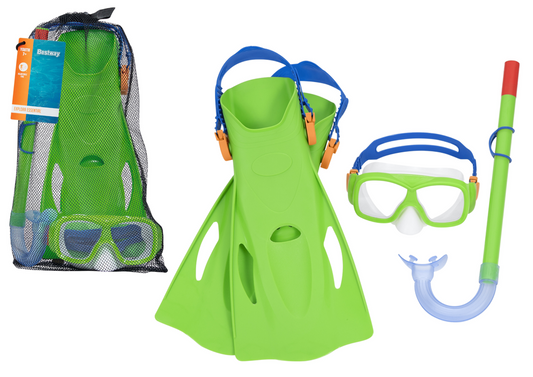 Conjunto mergulho máscara snorkel barbatanas verde Bestway 25019