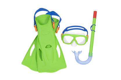 Conjunto mergulho máscara snorkel barbatanas verde Bestway 25019
