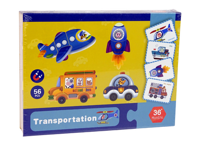 Livro puzzle magnético transportes