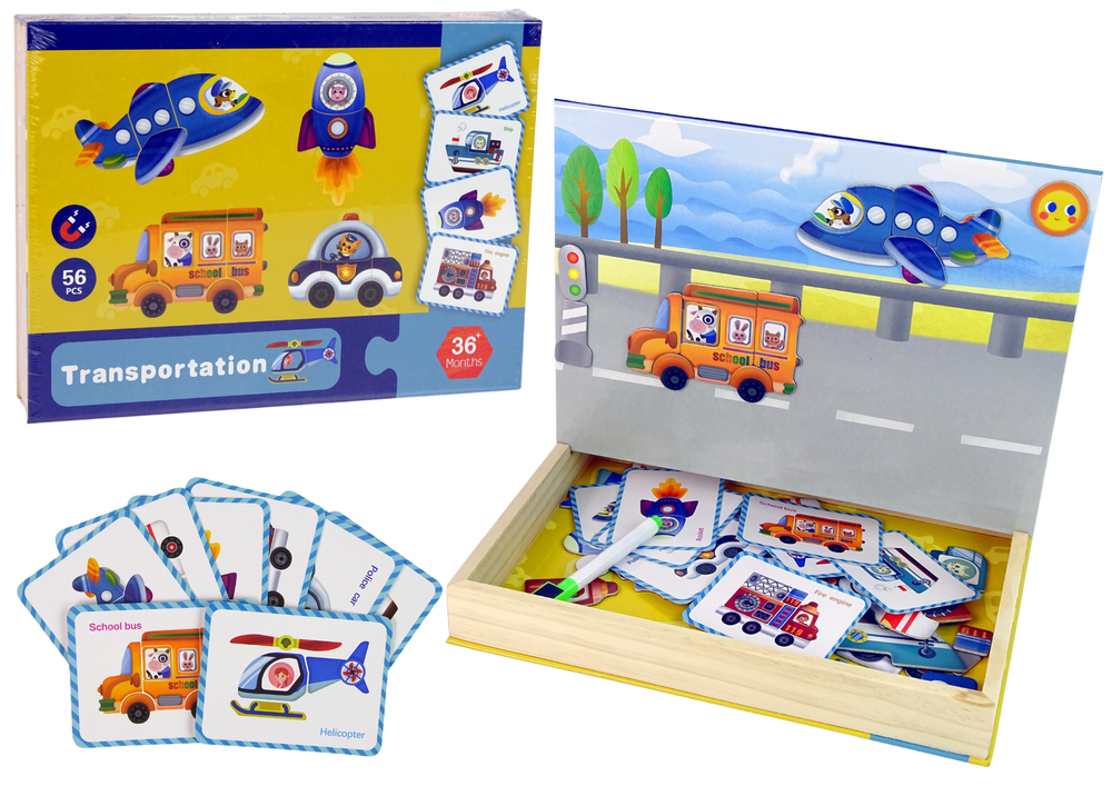 Livro puzzle magnético transportes