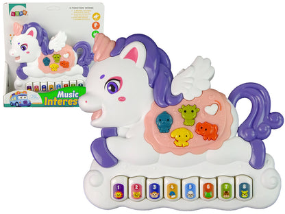 Piano interativo unicórnio sons melodias branco