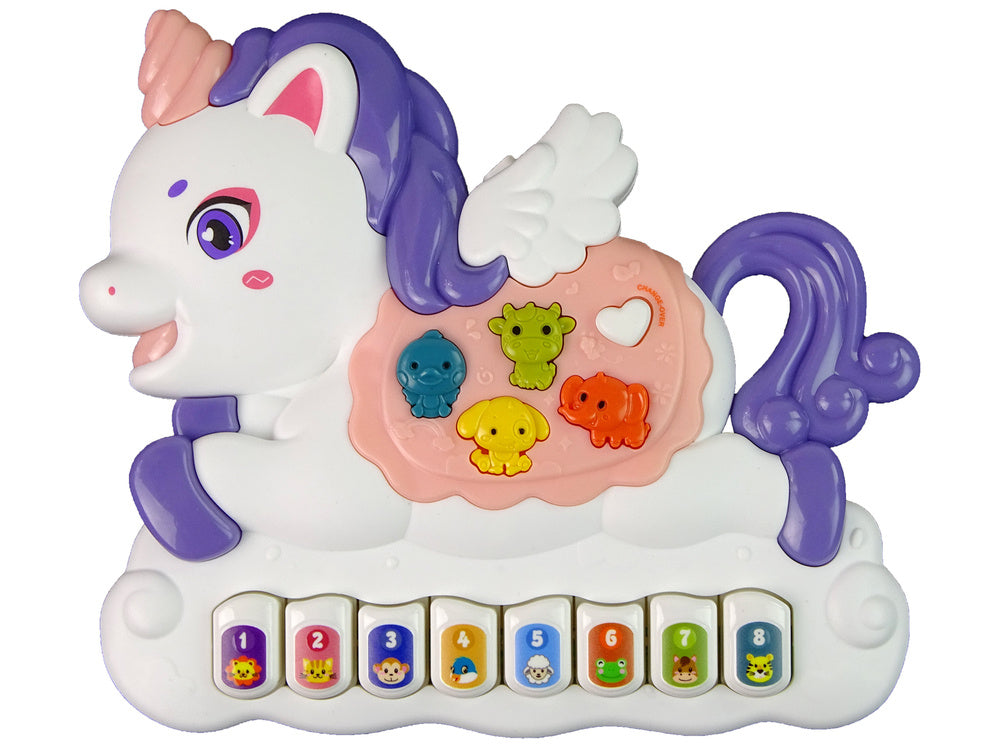 Piano interativo unicórnio sons melodias branco