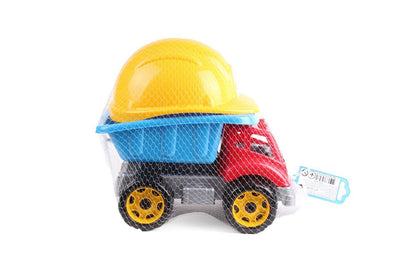 Camião basculante e capacete com viseira construtor