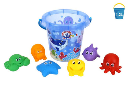 Conjunto praia areia água animais 7945