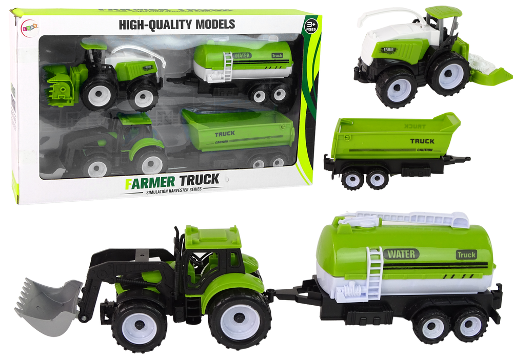 Conjunto agrícola trator ceifeira cisterna reboque