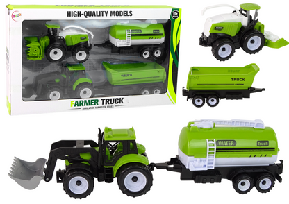 Conjunto agrícola trator ceifeira cisterna reboque