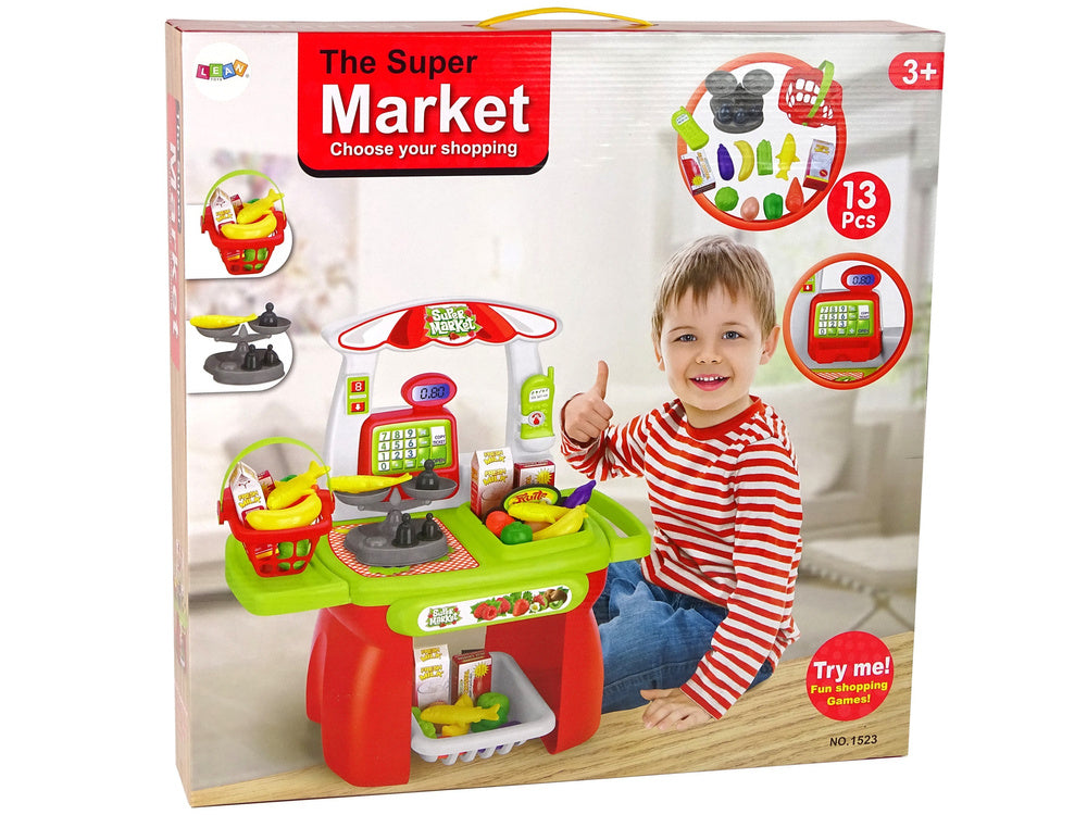 Supermercado brinquedo cesta balança produtos