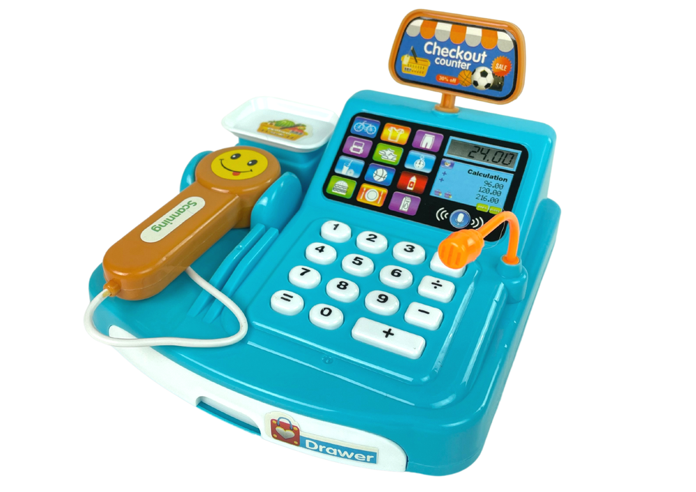 Caixa registadora brinquedo com scanner pilhas