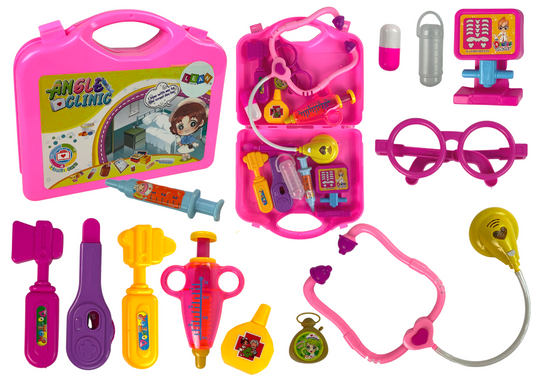 Mala médico infantil rosa estetoscópio