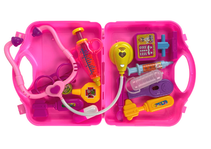 Mala médico infantil rosa estetoscópio