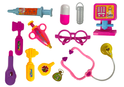 Mala médico infantil rosa estetoscópio