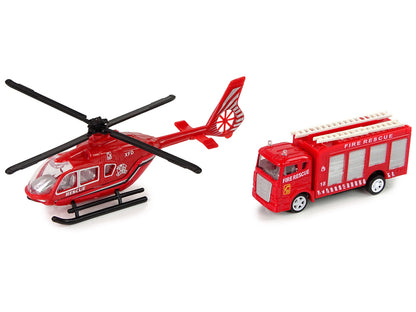 Helicóptero bombeiros fricção vermelho