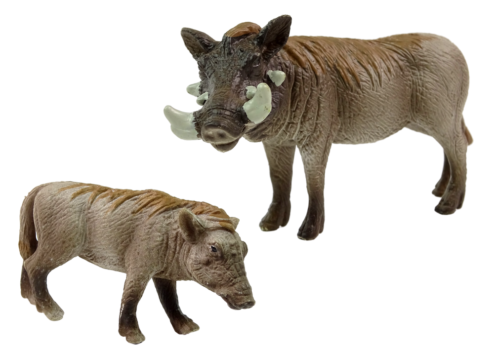 Javali africano com cria 2 peças, coleção Animais do Mundo