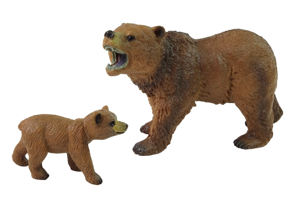 Urso grizzly com cria 2 peças
