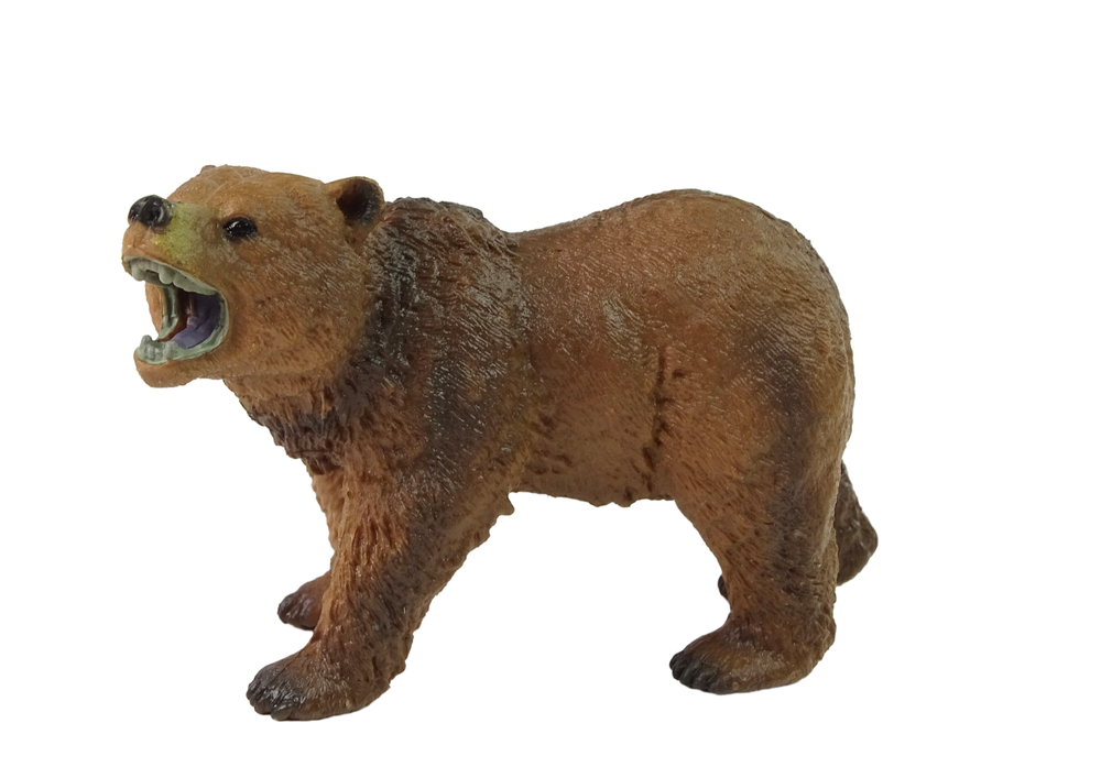 Urso Castanho Realista a Rugir, Coleção Animais do Mundo 20 cm