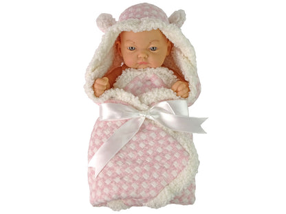Boneco bebé peluche rosa laço