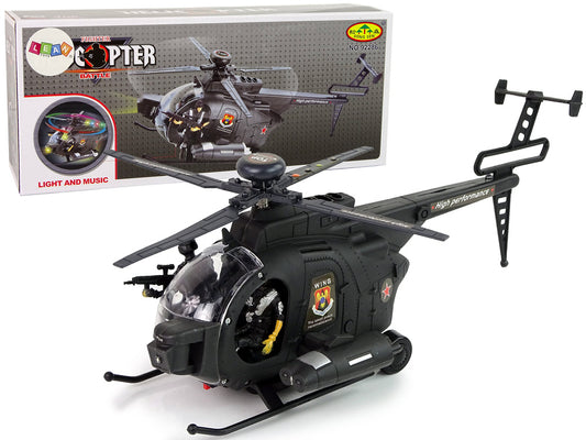 Helicóptero militar luz som