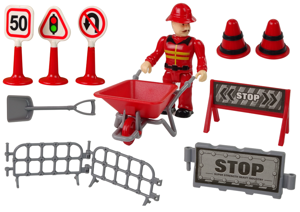 Conjunto bombeiros grua sinais trânsito