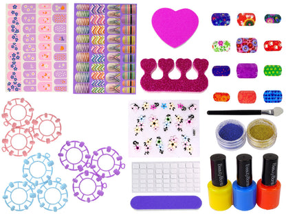 Conjunto unhas verniz autocolantes glitter