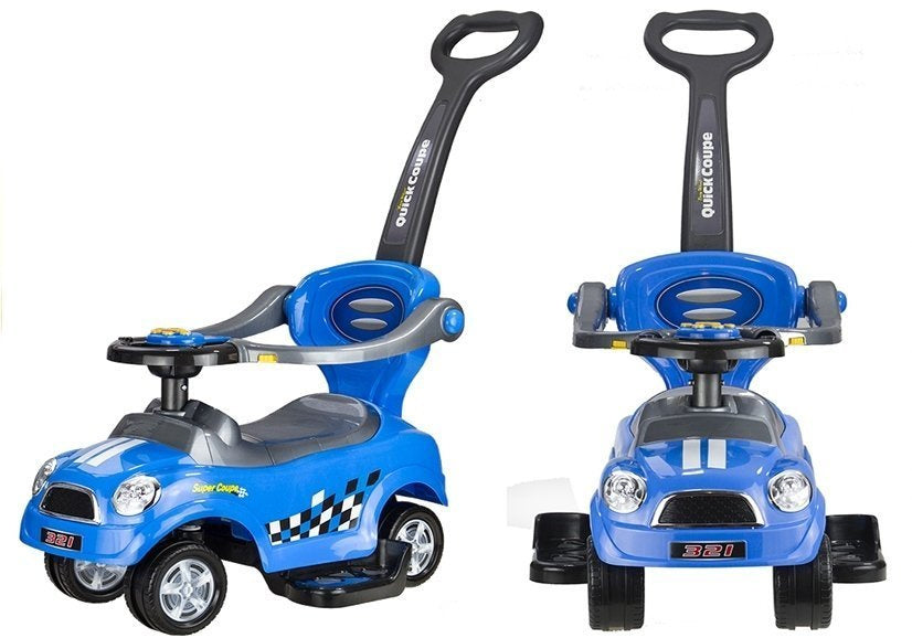 Carro coupe manual com pega parental azul