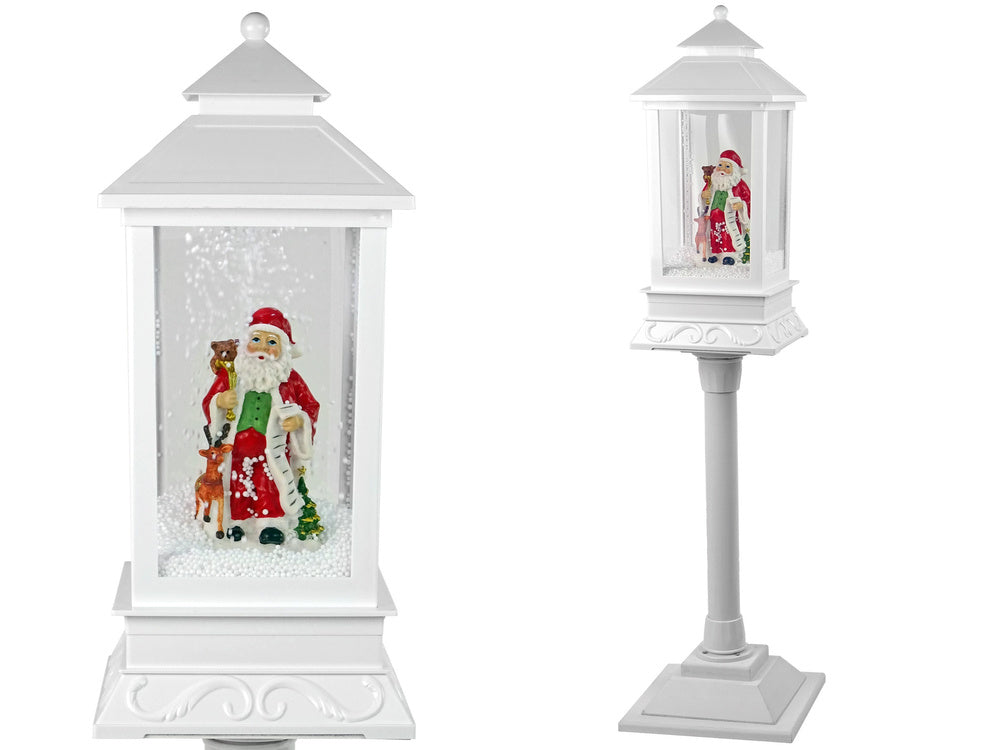 Lanterna decoração Pai Natal branco luz som