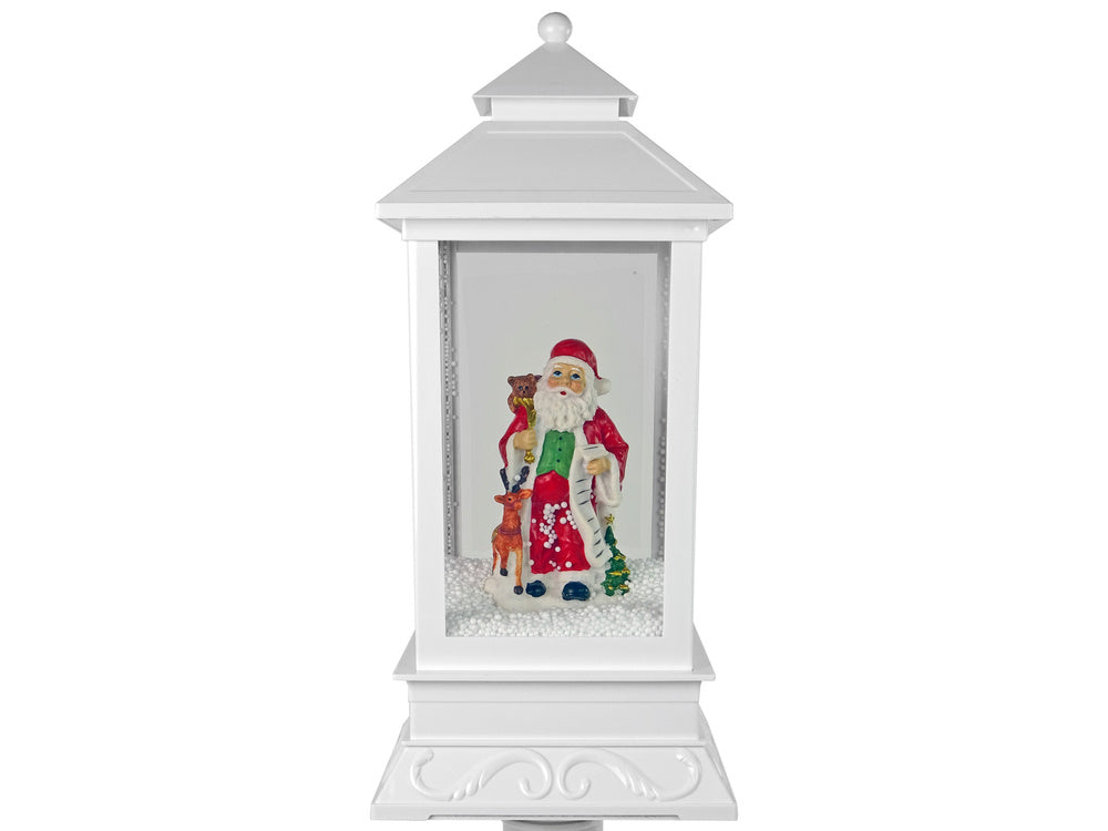 Lanterna decoração Pai Natal branco luz som