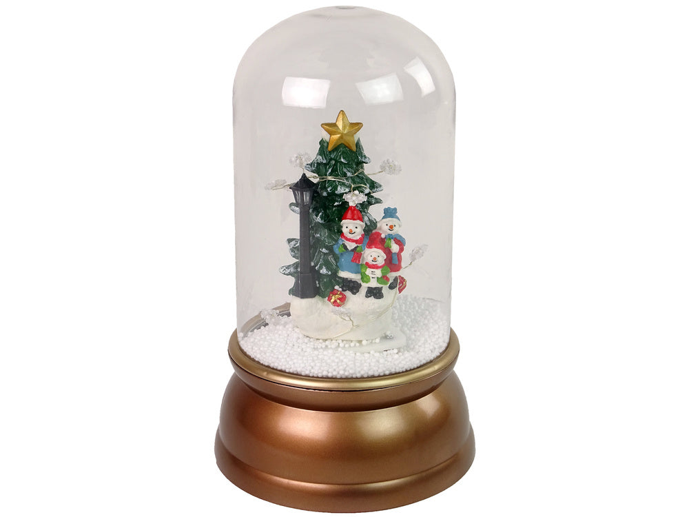 Ornamento de Natal em vidro bonecos neve dourado