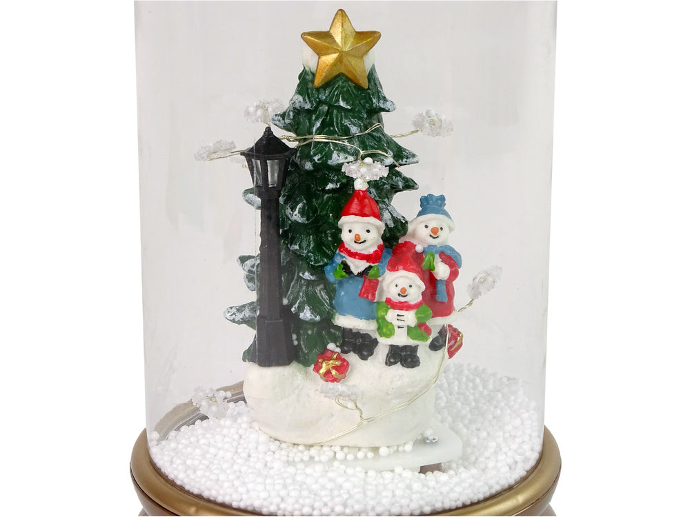 Ornamento de Natal em vidro bonecos neve dourado