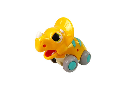 Dinossauro com rodas tricerátopo amarelo