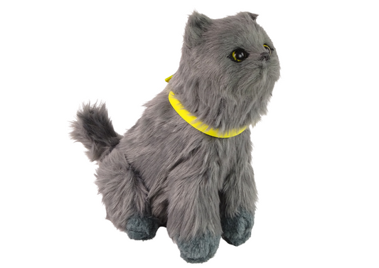 Gato de Peluche Interativo Cinzento com Funções de Toque