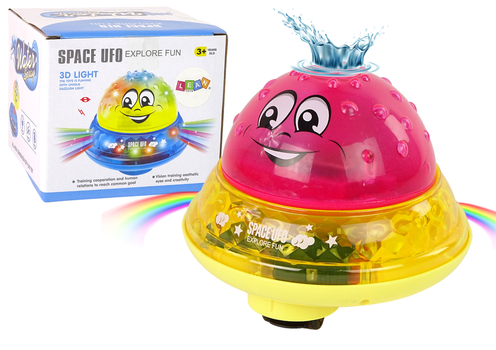 Bola água UFO luz som rosa