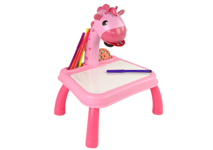 Mesa dinossauro projetor desenho rosa