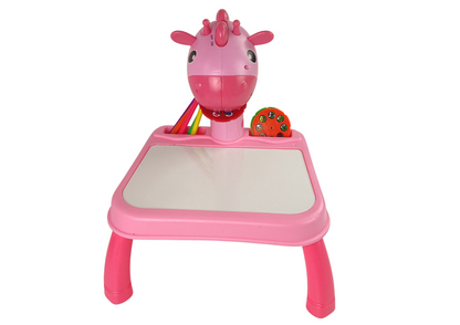 Mesa dinossauro projetor desenho rosa