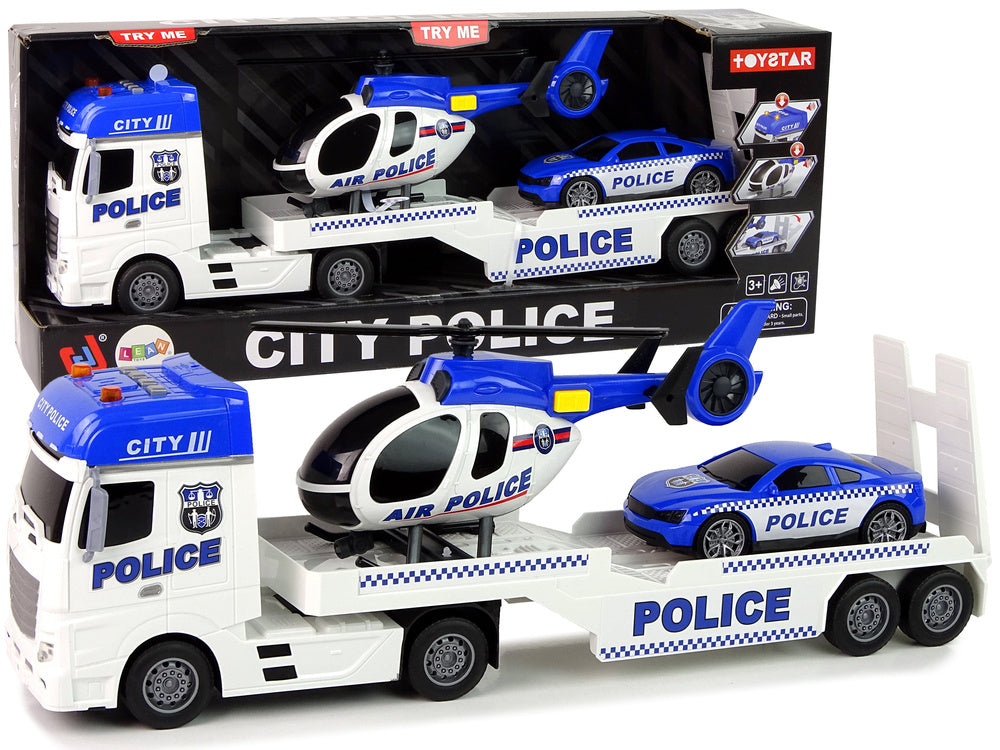 Transportador polícia com helicóptero luz som