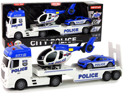 Transportador polícia com helicóptero luz som