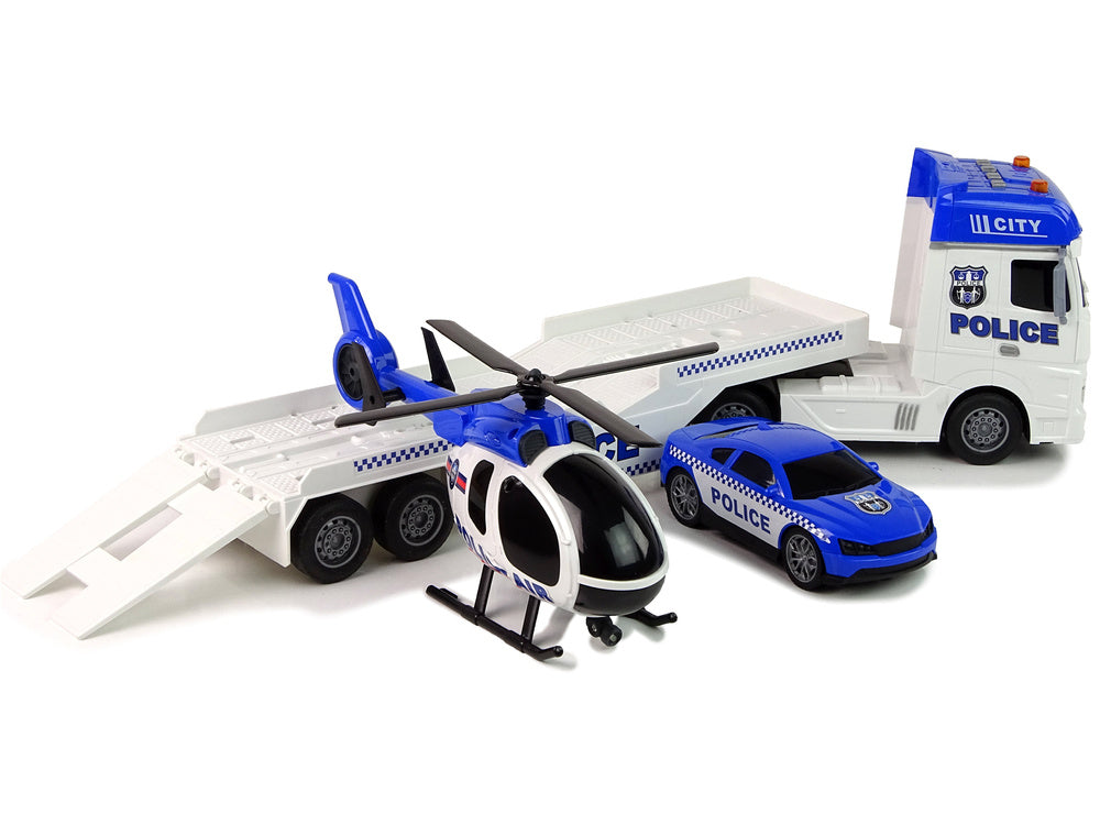 Transportador polícia com helicóptero luz som