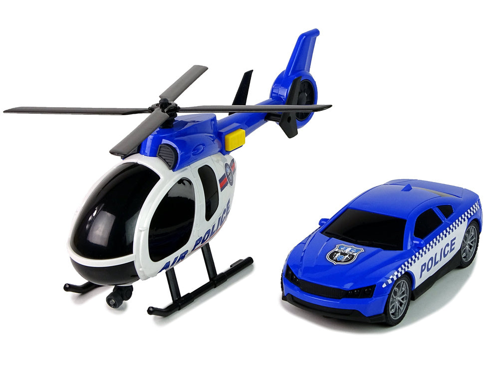 Transportador polícia com helicóptero luz som