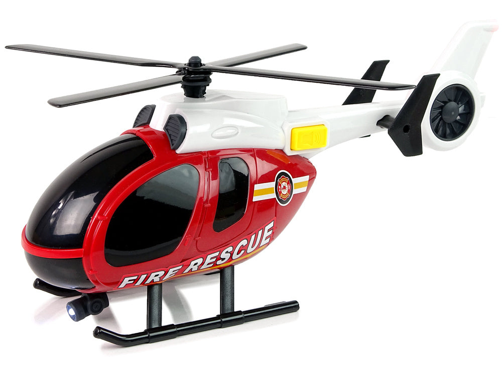 Helicóptero e carro bombeiros luz som