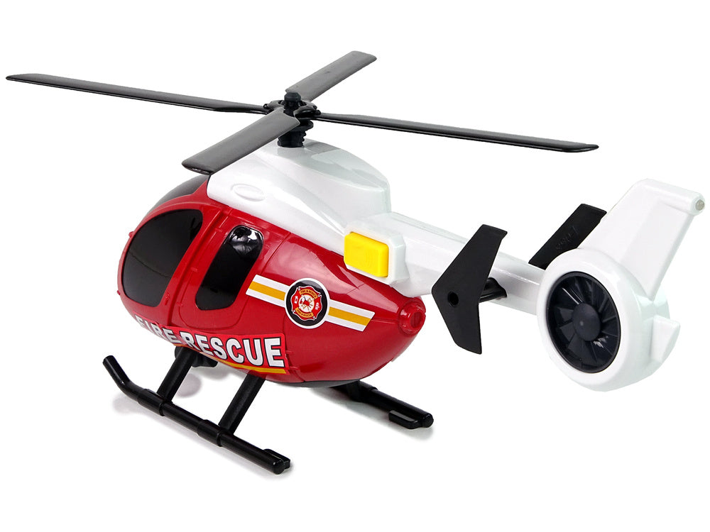 Helicóptero e carro bombeiros luz som
