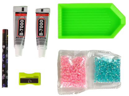 Kit criativo diamantes rena rosa porta-chaves 3D