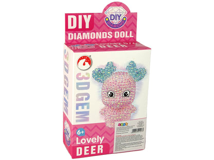 Kit criativo diamantes rena rosa porta-chaves 3D