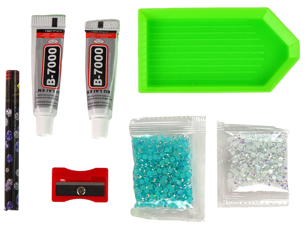 Kit criativo diamantes rena azul porta-chaves 3D