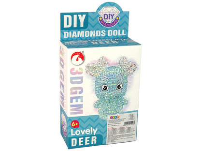 Kit criativo diamantes rena azul porta-chaves 3D