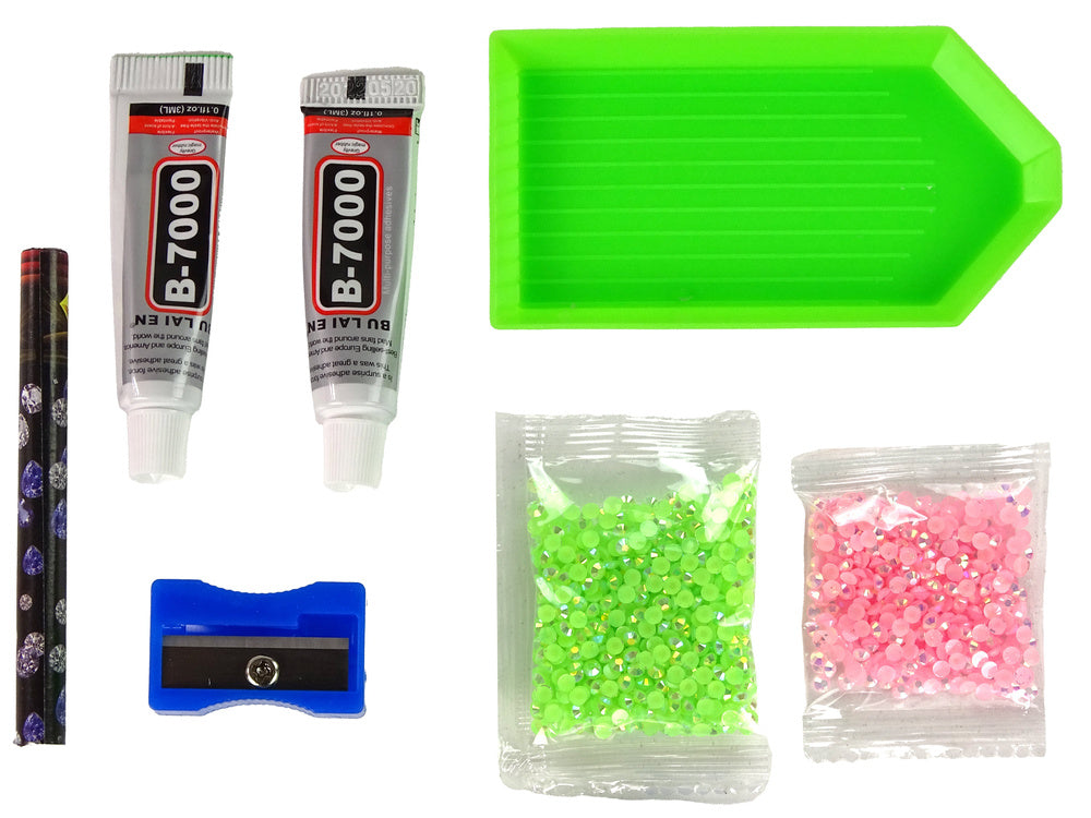 Kit criativo diamantes rena verde porta-chaves 3D