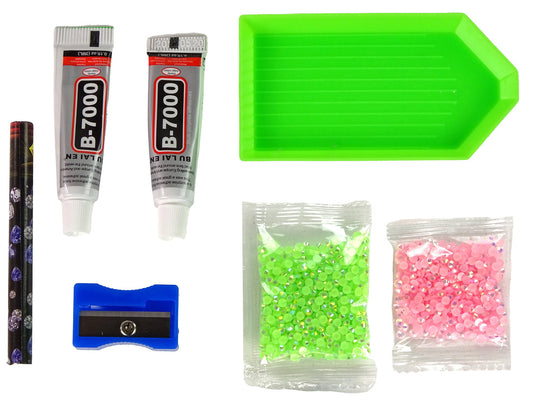 Kit criativo diamantes rena verde porta-chaves 3D