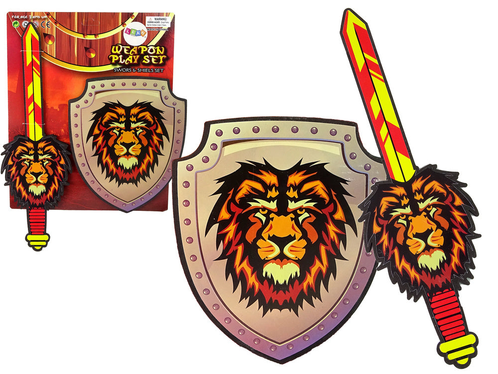 Espada e escudo cavaleiro espuma EVA leão