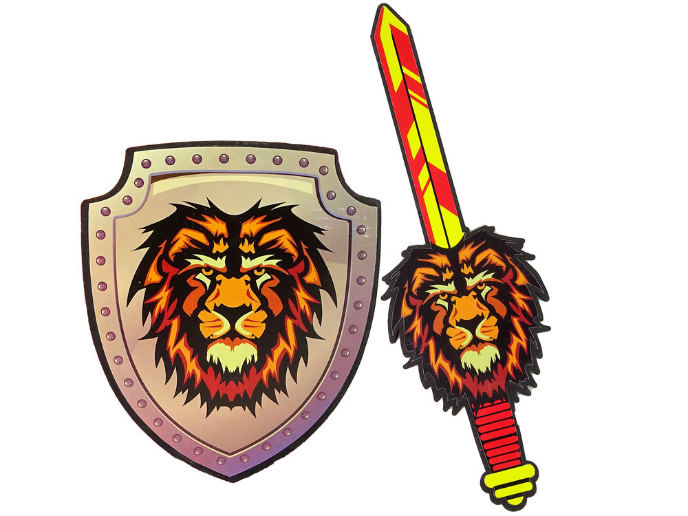 Espada e escudo cavaleiro espuma EVA leão