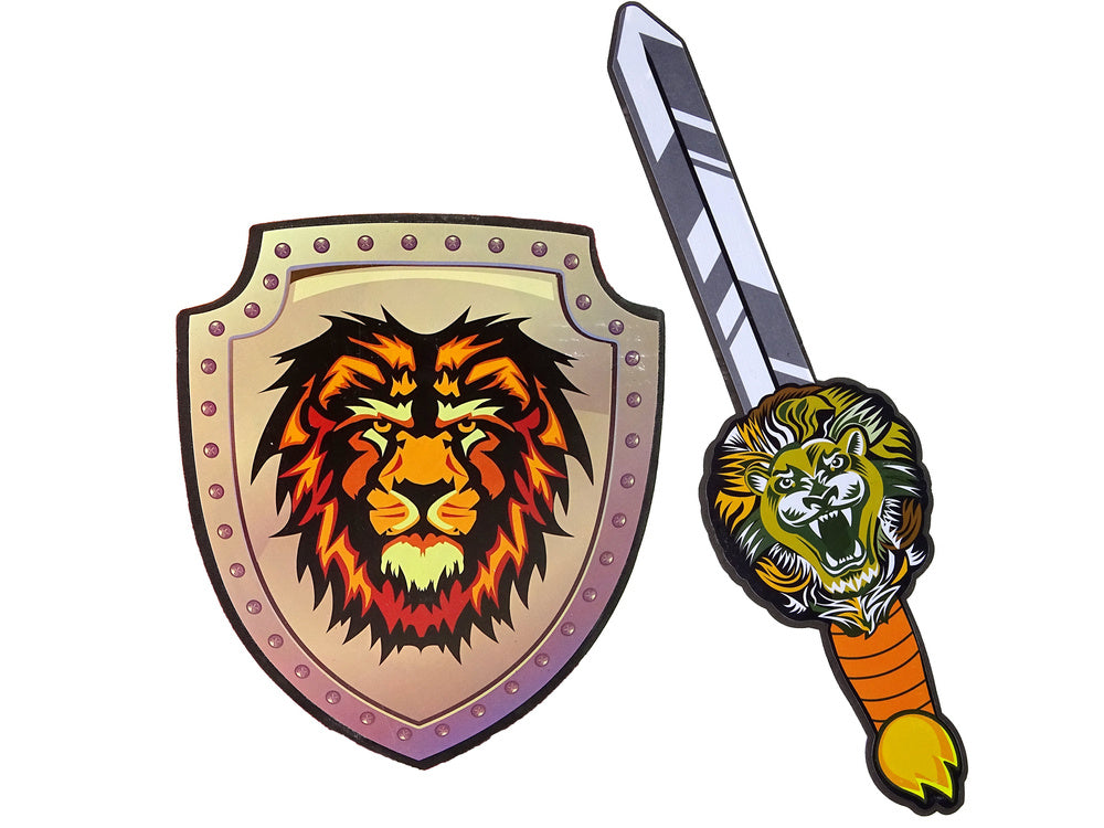 Kit cavaleiro espada e escudo espuma EVA leão