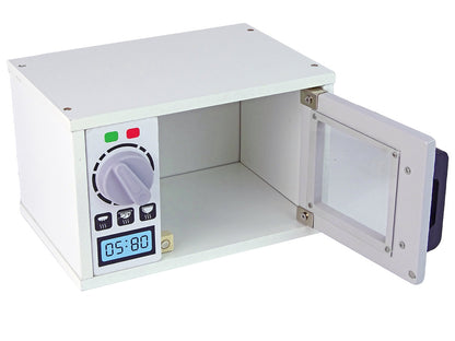 Micro-ondas madeira brinquedo com alimentos