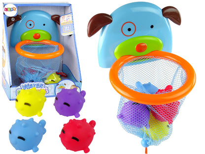 Cesto basquete banho cão bolas peixe